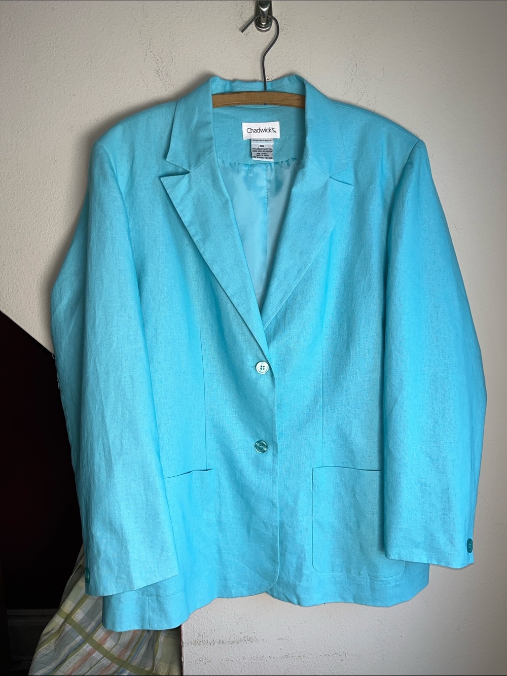 Chadwick’s Turquoise Aqua Blue‎ Linen Blend Blazer